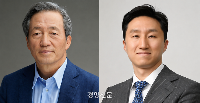 정몽준 아산사회복지재단 이사장과 정기선 HD현대 회장. 경향신문 자료사진