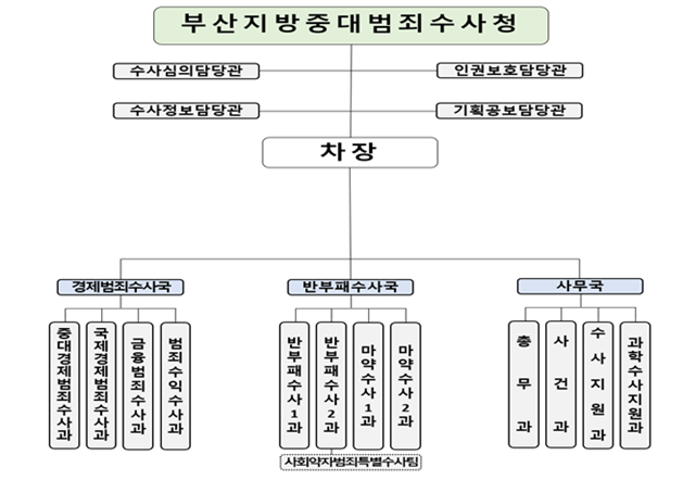 부산지방중대범죄수사청 기구도./행정안전부/