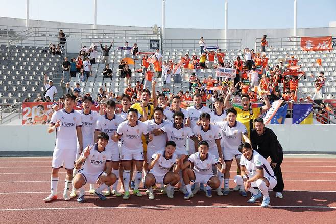 지난 4월 K리그2 맞대결서 서울이랜드에 승리한 화성FC. 한국프로축구연맹 제공