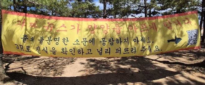 지난해 여름 양양 인구해변에 걸린 현수막 [촬영 류호준]