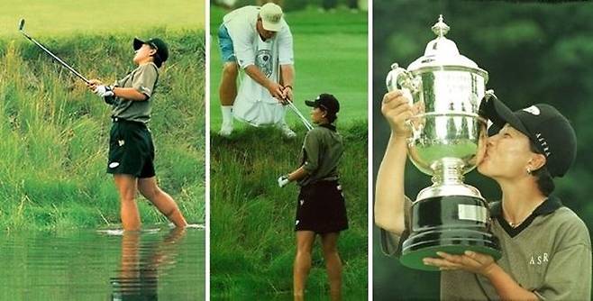 1998년 US여자오픈에서 워터해저드에 들어가 기슭에 박힌 공을 쳐낸 박세리 감독. 연장에 재연장 끝에 그는 우승컵을 거머쥐었다. 연합뉴스