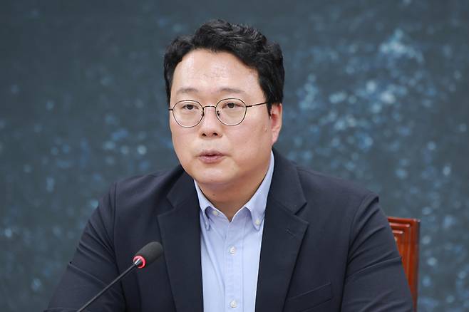 천하람 개혁신당 원내대표가 3일 국회에서 열린 최고위원회의에 참석해 발언하고 있다. [연합뉴스]