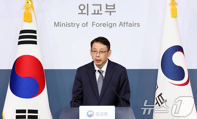 박두순 외교부 대변인이 11일 오후 서울 종로구 정부서울청사 별관에서 정례브리핑을 하고 있다. 2026.8.11 ⓒ 뉴스1 김명섭 기자