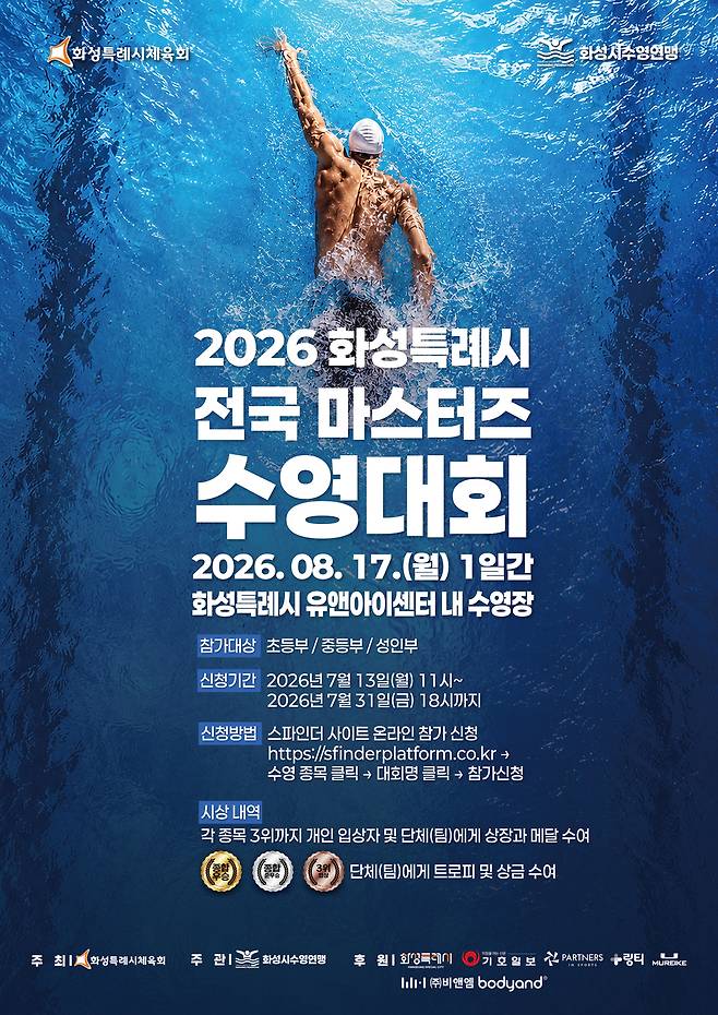 2026 화성특례시 전국 마스터즈 수영대회 포스터.