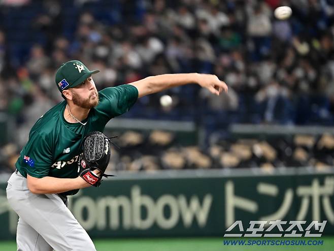 2023 월드베이스볼클래식(WBC) B조 1차전 한국과 호주의 경기가 9일 일본 도쿄돔에서 열렸다. 호주 선발투수 잭 오러클린이 역투하고 있다. 도쿄(일본)=허상욱 기자wook@sportschosun.com/2023.03.09/