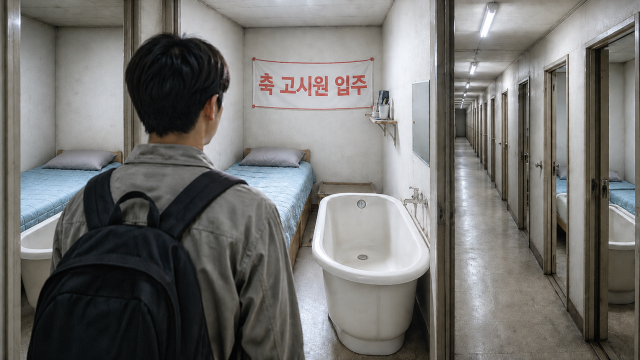 고시원에 욕조가 설치된 상황을 가정한 가상의 AI 이미지. [이미지=ChatGPT]
