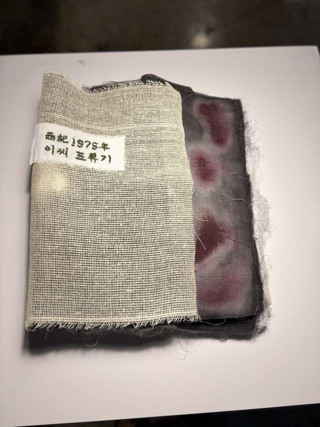 이현정 작가 개인전 ‘물:집’에 전시 중인 '이씨! 표류기' 중 '서기 1975 이씨 표류기' 작품. 김은영 기자 key66@