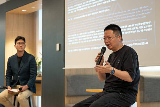 최지현 SBVA 상무(왼쪽), 케이 주 젠스파크 CTO (사진=젠스파크)