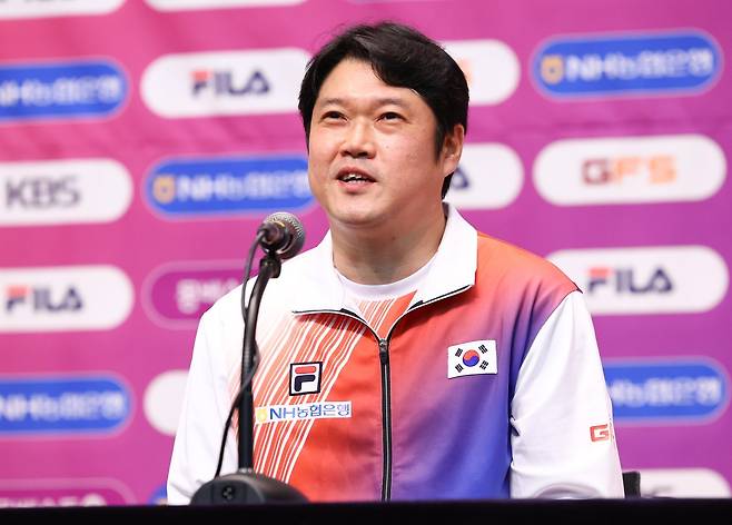 한국 사격대표팀 소승섭이 10일 진천 국가대표선수촌서 열린 2026아이치·나고야아시안게임 미디어데이서 취재진의 질문에 답하고 있다. 진천｜뉴시스