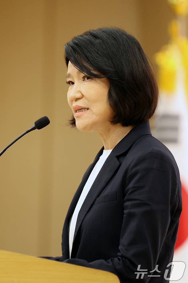 이진숙 국민의힘 의원이 13일 오후 서울 여의도 국회 도서관에서 열린 '5·18 민주화운동의 재조명 국회공개포럼'에서 환영사를 하고 있다. 2026.8.13 ⓒ 뉴스1 황기선 기자