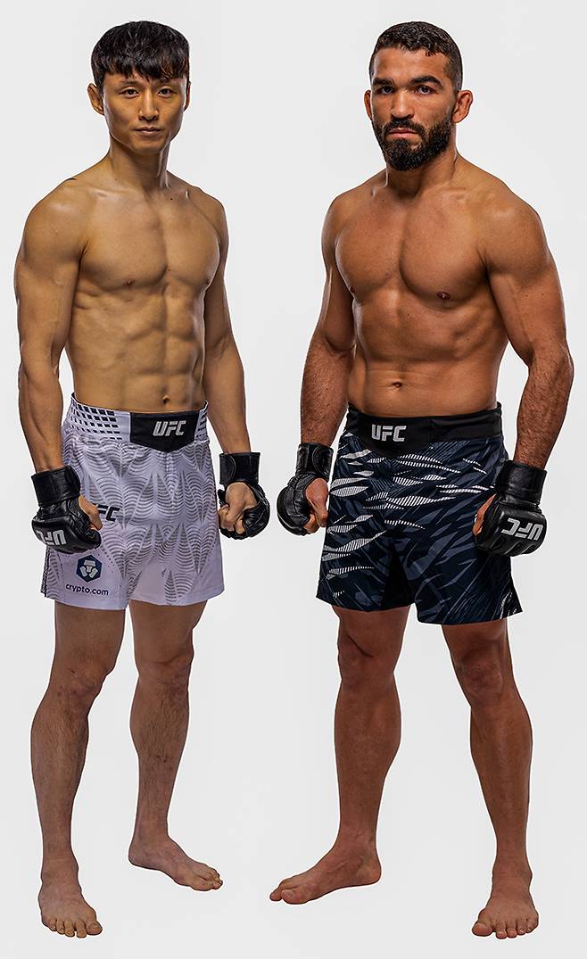 왼쪽부터 UFC 명예의 전당 헌액자 ‘코리안 슈퍼보이’ 최두호, Bellator 제8·9대 라이트급 챔피언 및 제6·8·10대 페더급 챔피언 파트리시우 안드레 지소자 프레이리. 사진=TKO