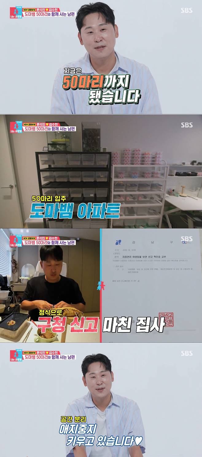 도마뱀 50마리를 키우는 윤석민. /사진=SBS '동상이몽2-너는 내 운명' 캡처
