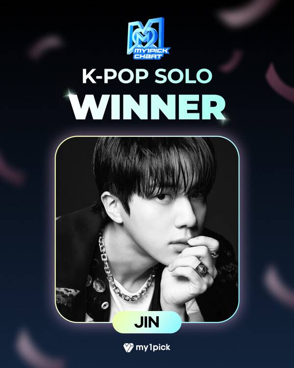 Jin, do BTS, conquista o 1º lugar na categoria Solo de K-Pop do "My One Pick 2026 2nd Season Chart"... 'Throne' pelo segundo ano consecutivo após a primeira temporada.