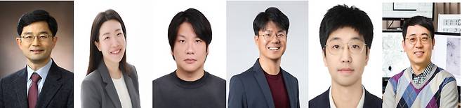 K-Fold를 개발한 팀 카이스트. 오병하(왼쪽부터) 이규리, 황성주, 김우연, 안성수, 김호민 교수.[KAIST 제공]