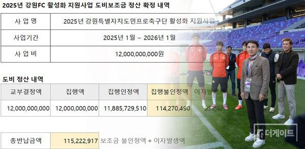 2025년 11월 4일 일본 히로시마 에디온 피스 윙 스타디움에서 강원FC 선수단을 격려하는 김진태 전 강원도지사