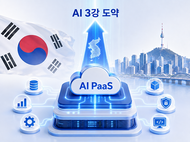 AI 3강 도약을 위해서는 GPU 확보뿐만 아니라 AI 서비스 개발에 필요한 기능을 제공하는 AI PaaS(서비스형 플랫폼)도 중요하다. / 챗GPT 생성