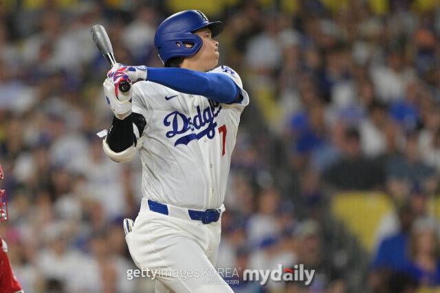MLB LA 다저스에서 뛰고 있는 오타니 쇼헤이는 2일(한국시각) 열린 세인트루이스와 홈 경기에서 1안타 1볼넷 2득점을 기록했다./게티이미지코리아