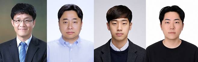 (왼쪽부터) 최종무 교수·유시환 교수(모바일시스템공학과)·대학원 인공지능융합학과 신호진·Guangxun Zhao(박사과정). /사진제공=단국대