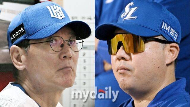 KT 위즈와 삼성 라이온즈의 타이 브레이커 가능성이 생겼다. 이강철 감독과 박진만 감독의 모습./마이데일리