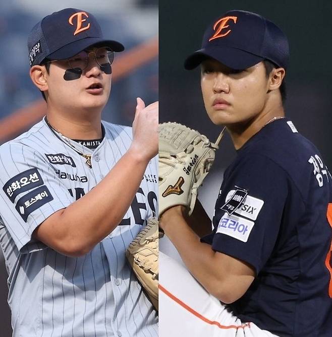 김서현(왼쪽)-정우주. /사진=한화 이글스