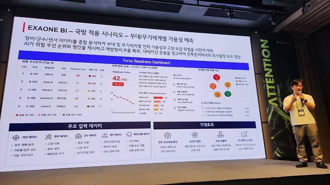 LG AI연구원은 주가 방향성을 예측할 때 과거 가격 데이터뿐 아니라 해당 기업의 뉴스, 관련 산업 뉴스, IR 데이터 등을 함께 분석하는 방식을 연구하고 있다. 박 리더는 이 같은 프레임워크에 국가별 국방예산과 방산기업 정보, 조달 이력, 뉴스, 제안요청서(RFP) 등을 적용하면 향후 어떤 국가에서 어떤 무기체계의 조달 가능성이 높아지는지를 분석하는 데 활용할 수 있을 것으로 봤다. (사진=테크42)