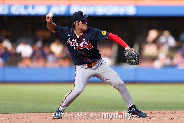 MLB 애틀랜타에서 뛰고 있는 김하성은 9일(한국시각) 열린 탬파베이와 홈 경기에 결장했다. 애틀랜타는 이날 탬파베이에 1-7로 졌다./게티이미지코리아