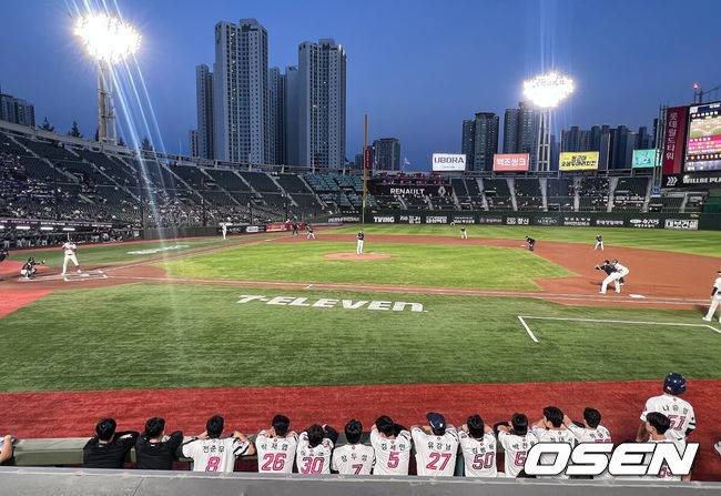 [OSEN=부산, 이석우 기자] 11일 부산 사직야구장에서 2026 신한 SOL KBO 리그 롯데 자이언츠와 KT 위즈의 경기가 열렸다. 홈팀 롯데는 김진욱이, 방문팀 KT는 로건이 선발 출전했다.롯데 자이언츠 선수들이 더그아웃에서 경기를 지켜보고 있다. 2026.09.11 / foto0307@osen.co.kr