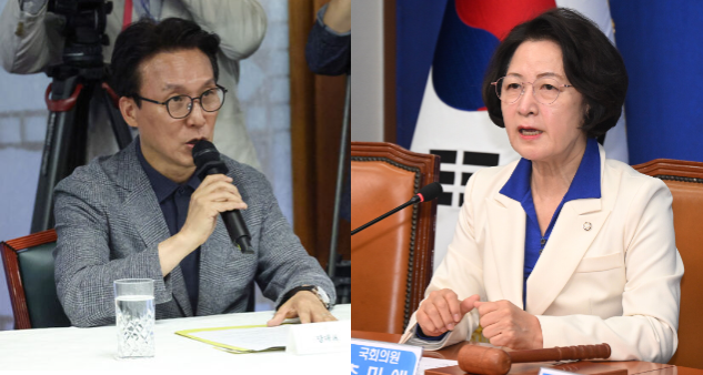 김민석(왼쪽 사진) 더불어민주당 대표와 추미애 경기도지사. 연합뉴스, 국민일보DB