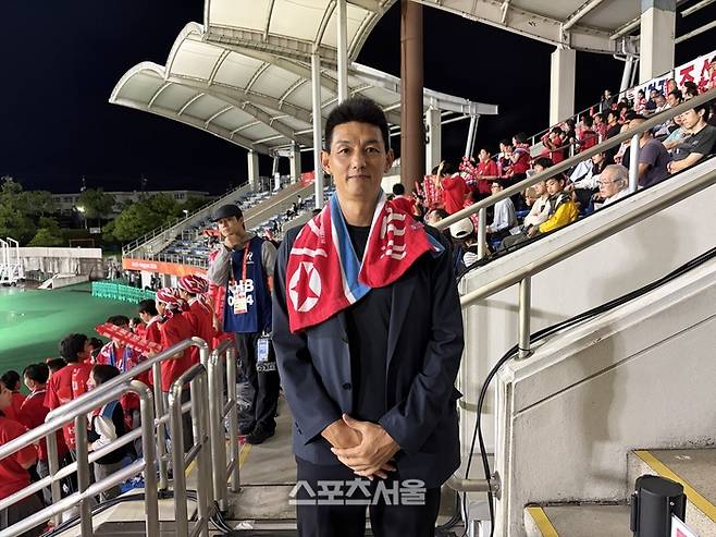 아시안게임을 찾은 안영학. 사진 | 나고야=강형기기자
