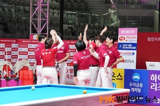 크라운해태가 16일 PBA팀리그 3라운드 7일차 경기에서 NH농협카드에게 4:0 완승을 거두고 5연승을 달렸다. 특히 5연승 기간에 1세트 마르티네스-김임권과 4세트 노병찬-백민주 조합이 모두 승리를 거두며 팀의 상승세에 힘을 보탰다.