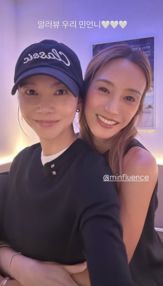 Actress Kim Mins recent whereabouts have been revealed as she returns to Korea after six years.On the 18th, Cha Ye-ryun shared a photo taken with Kim Min on her social media, expressing her delight by writing, My older sister, whom I reunited with after coming to Korea for the first time in six years.In the released photo, the two are sitting side by side, their faces close together, looking at the camera. Kim Min wore a hat pulled down low and wore a comfortable outfit while smiling brightly, and Cha Ye-ryun also posed affectionately with Kim Min, whom she hadnt seen in a long time. Another photo captured Cha Ye-ryun tightly hugging Kim Min from behind. Cha Ye-ryun added a heart emoji and wrote, I love you, my Min unnie, revealing their special bond.In particular, as news spread that Kim Min, who had been living in the United States for a long time, had returned to Korea after six years, attention is now focused on her welcome update.Recently, Lee Hye-young also shared photos of herself with Kim Min on her social media. At the time, the two enjoyed a round of golf together at a golf course, demonstrating their unchanging friendship. Kim Min, who visited Korea for the first time in a while, is seen spending a relaxed time meeting up with her close friends from the entertainment industry one after another.Netizens have shown continued interest in Kim Mins welcome recent updates. Her appearance, boasting an unchanging aura despite the passage of time, and the friendships she has maintained with long-time acquaintances such as Cha Ye-ryun and Lee Hye-young have drawn attention.SNS