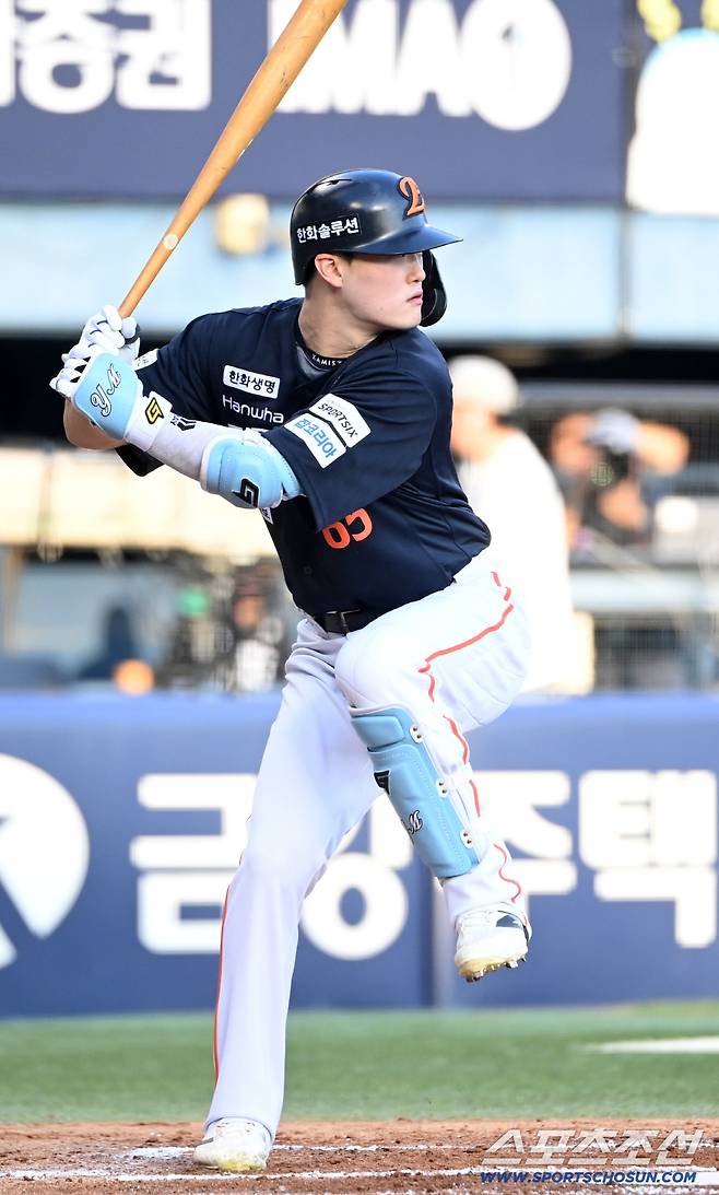 19일 잠실야구장에서 열린 한화와 LG의 경기. 한화 유민이 타격을 하고 있다. 잠실=허상욱 기자wook@sportschosun.com/2026.09.19/