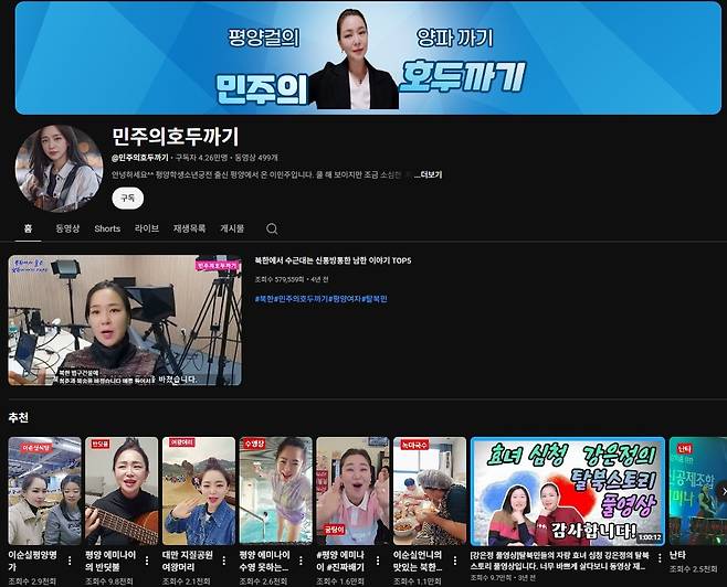 유튜브 채널 <민주의 호두까기>의 모습. 유튜브 화면 갈무리