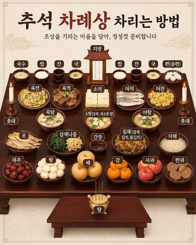 SNS에 올라온 추석 차례상 차리는 방법 이미지 인스타그램 캡처