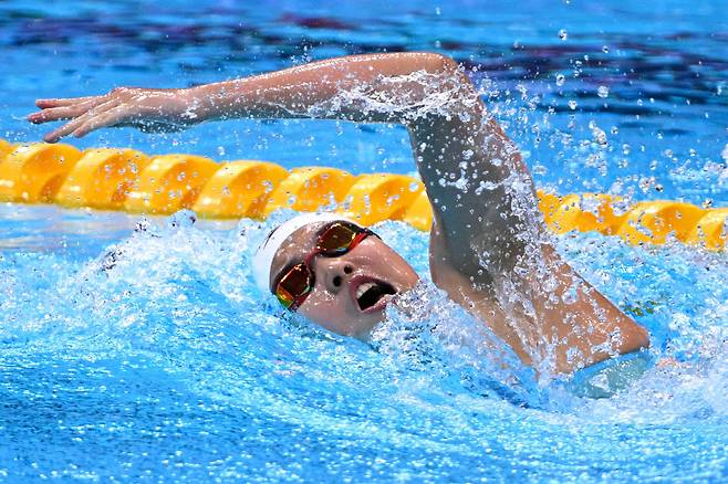 TOPSHOT - China's Yu Zidi competes in the final of the women's 400m individual medley swimming event during the 2026 Asian Games at the Tokyo Aquatics Centre in Tokyo on September 23, 2026. (Photo by Yuichi YAMAZAKI / AFP)<저작권자(c) 연합뉴스, 무단 전재-재배포, AI 학습 및 활용 금지>