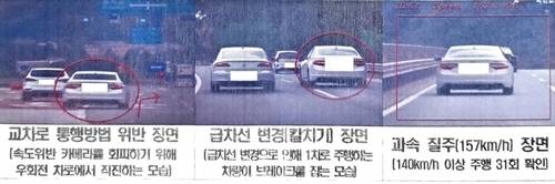 ▲ 급차선 변경 등 교통법규 위반 운전자 적발 [강원경찰청 제공.재판매 및 DB 금지]