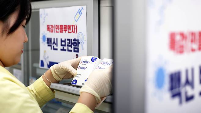 인플루엔자(독감) 유행이 평년보다 빠르게 확산하는 가운데, 의료기관 관계자가 백신 재고와 보관 상태를 확인하고 있다. 연합뉴스
