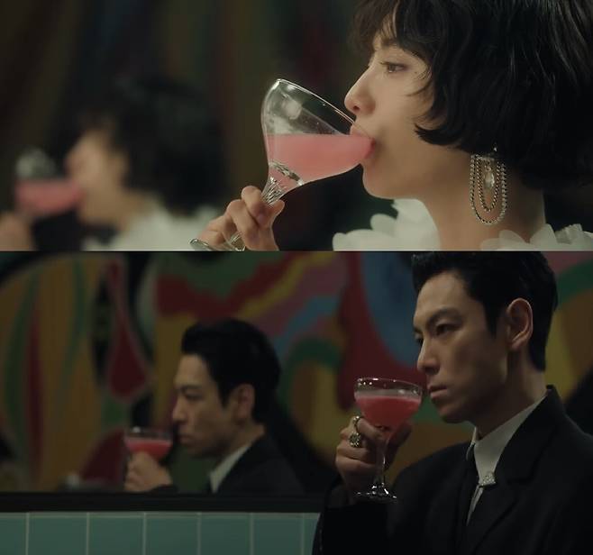 ‘완전미쳤어!’ 뮤직비디오 속 탑과 나나. 뮤직비디오 영상 갈무리