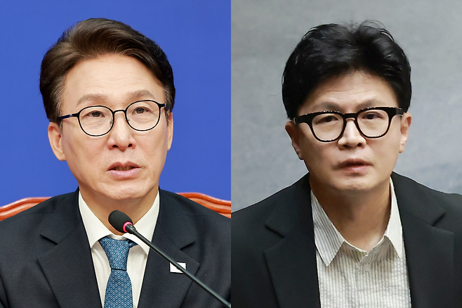 김민석 더불어민주당 대표(왼쪽)와 한동훈 무소속 의원 ⓒ연합뉴스