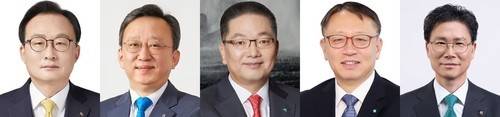 5대 은행장 (왼쪽부터) 이환주 KB국민은행장, 정상혁 신한은행장, 이호성 하나은행장, 정진완 우리은행장, 강태영 NH농협은행장 [연합뉴스 자료사진]