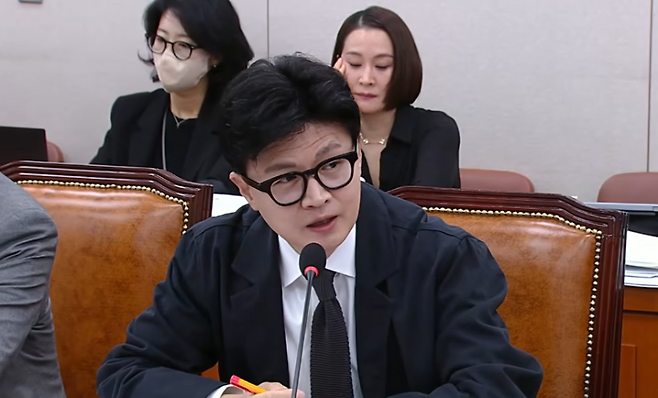 한동훈 의원이 오늘(6일) 국회 외교통일위원회의 외교부 국정감사에서 조현 외교부 장관에게 질의하고 있다. (국회방송 캡처)