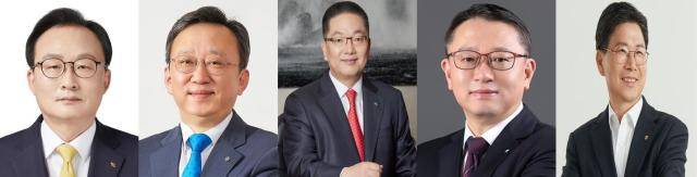5대 은행장. (왼쪽부터) 이환주 KB국민은행장, 정상혁 신한은행장, 이호성 하나은행장, 정진완 우리은행장, 강태영 NH농협은행장 [사진=각사]