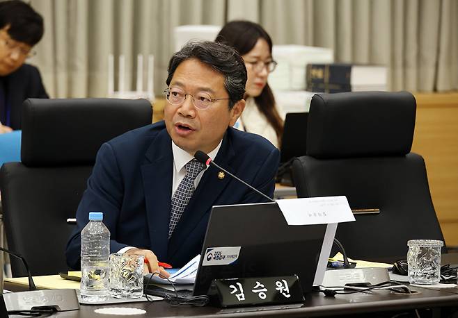 더불어민주당 김승원 의원이 13일 정부대전청사 지식재산처에서 열린 산업통상자원중소벤처기업위원회 국정감사에서 질의하고 있다. 2026.10.13 [사진=연합뉴스]