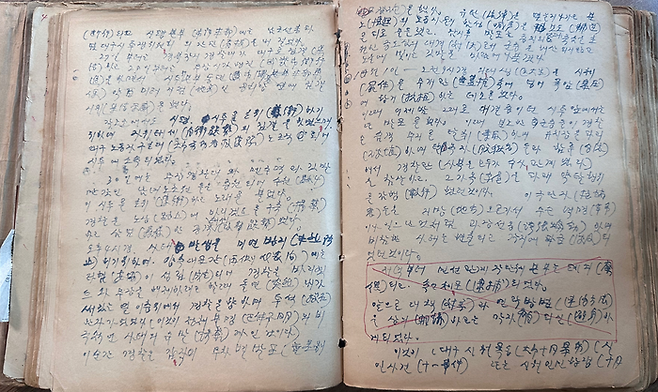 이원식 선생이 1964년 12월22일 작성한 옥중일기. 의대생들은 뚜껑이 없는 관 속에 시체를 넣고서 무장경찰대의 폭력적인 억압에 항고하는 데모를 했다 등 10월항쟁을 회상하는 내용이 담겨 있다. 이광달 화백 제공