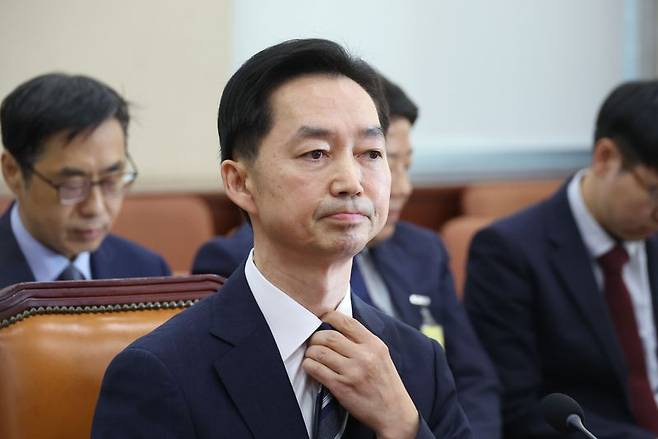 김지용 중대범죄수사청장 후보자가 14일 서울 여의도 국회에서 열린 행정안전위원회 인사청문회에 출석해 있다. 뉴스1