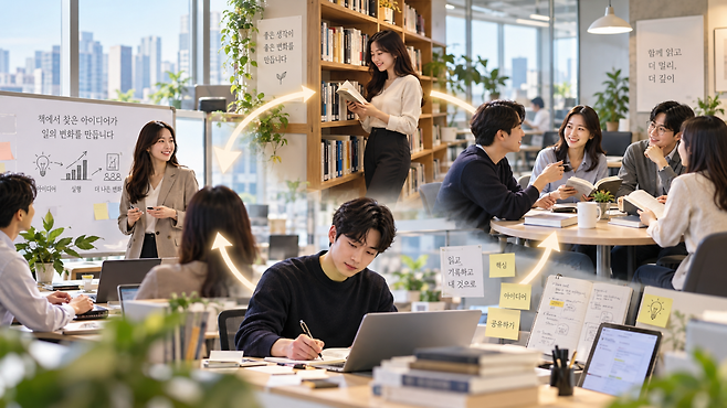 [김을호의 독서경영 스토리] 독서경영 4단계는 계단이 아니라 순환이다. 사진=챗GPT이미지