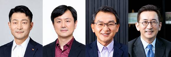 왼쪽부터 김원기  SK엔무브 CIC 사장 겸) SK지오센트릭 사장·김경준 SK어스온 사장 ·김선혁 SK㈜ 담당사장·윤병석 SK디스커버리 사장. [사진=SK]