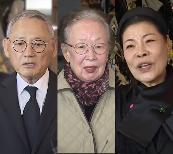 ▲ 왼쪽부터 유인촌, 나문희, 박술녀. 출처| 'OBS뉴스' 유튜브
