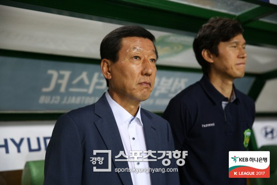 최강희 전북 감독(왼쪽) | 프로축구연맹 제공