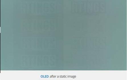 알팅스의 로고를 화면에 10분동안 띄워 놓은 뒤 잔상을 확인하는 테스트를 통해 OLED 패널에 잔상에 남은 흔적.(출처: 알팅스닷컴 테스트)ⓒ삼성전자